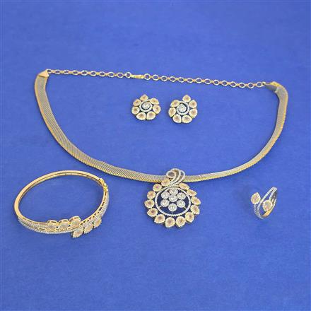 Cz Classic Pendant Set With 2 Tone Plating