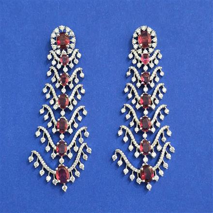 Cz Classic Earring With Rhodium Plating