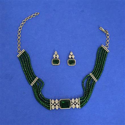 Cz Choker Necklace With Mehndi Plating