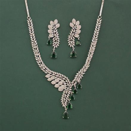 Cz Classic Necklace Set With Rhodium Plating