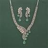 Cz Classic Necklace Set With Rhodium Plating