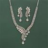 Cz Classic Necklace Set With Rhodium Plating