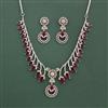 Cz Classic Necklace Set With Rhodium Plating