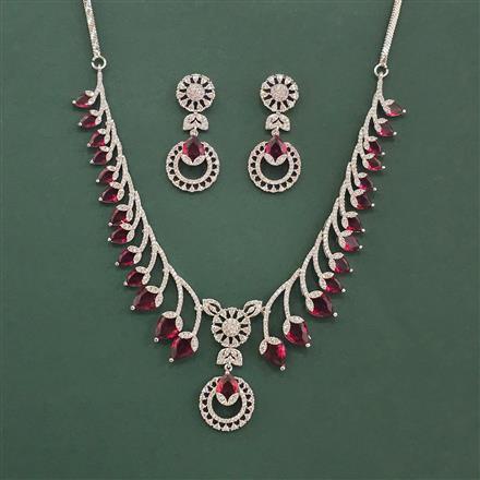 Cz Classic Necklace Set With Rhodium Plating