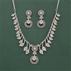 Cz Classic Necklace Set With Rhodium Plating