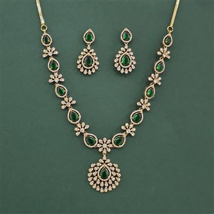 Cz Classic Necklace Set With Mehndi Plating