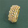 Cz Adjustable Ring With Mehndi 2 Tone Rhodium Plating