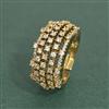 Cz Adjustable Ring With Mehndi 2 Tone Rhodium Plating