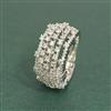 Cz Adjustable Ring With Mehndi 2 Tone Rhodium Plating