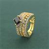 Cz Adjustable Ring With 2 Tone Plating