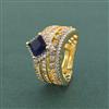 Cz Adjustable Ring With 2 Tone Plating