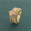 Cz Adjustable Ring With 2 Tone Plating
