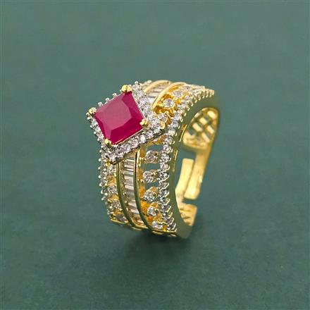 Cz Adjustable Ring With 2 Tone Plating