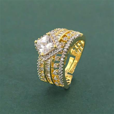 Cz Adjustable Ring With 2 Tone Plating