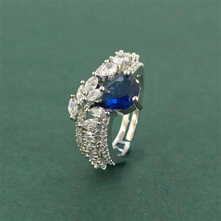 Cz Adjustable Ring With Rhodium Plating
