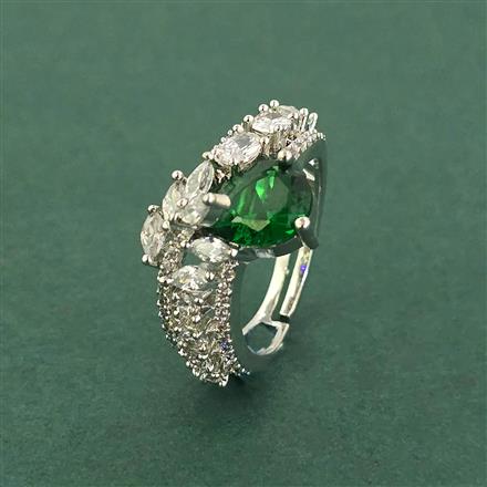 Cz Adjustable Ring With Rhodium Plating