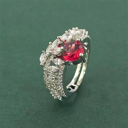Cz Adjustable Ring With Rhodium Plating