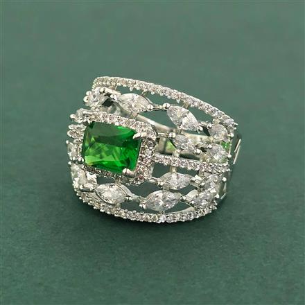 Cz Adjustable Ring With Rhodium Plating