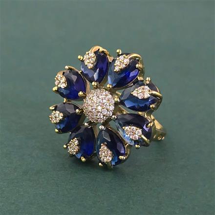 Cz Adjustable Ring With Mehndi Plating