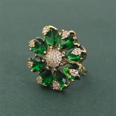 Cz Adjustable Ring With Mehndi Plating