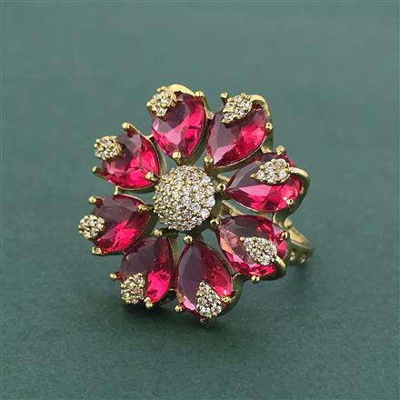 Cz Adjustable Ring With Mehndi Plating