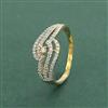 Cz Adjustable Ring With Mehndi 2 Tone Rhodium Plating