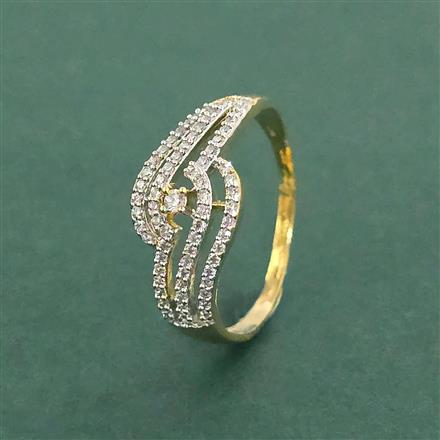 Cz Adjustable Ring With Mehndi 2 Tone Rhodium Plating