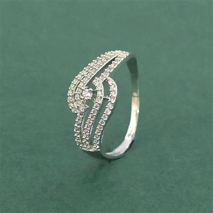 Cz Adjustable Ring With Mehndi 2 Tone Rhodium Plating