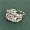 Cz Adjustable Ring With Mehndi 2 Tone Rhodium Plating