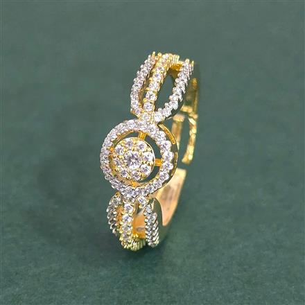 Cz Adjustable Ring With Mehndi Plating
