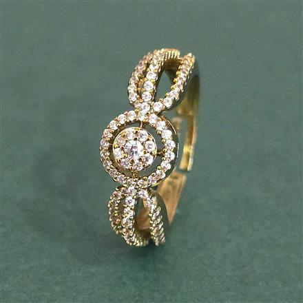 Cz Adjustable Ring With Mehndi Plating