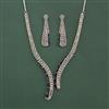 Cz Classic Necklace Set With Rhodium Plating
