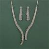 Cz Classic Necklace Set With Rhodium Plating