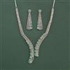 Cz Classic Necklace Set With Rhodium Plating