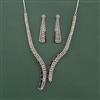 Cz Classic Necklace Set With Rhodium Plating