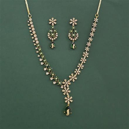 Cz Classic Necklace Set With Mehndi Plating