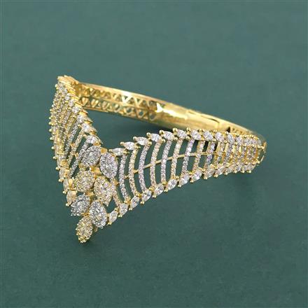 Cz Openable Kada With Mehndi 2 Tone Rhodium Plating