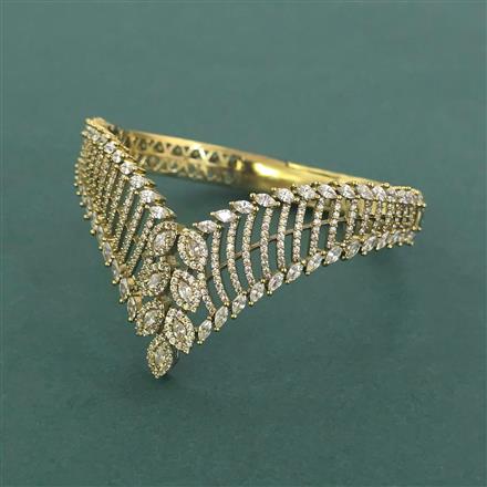 Cz Openable Kada With Mehndi 2 Tone Rhodium Plating