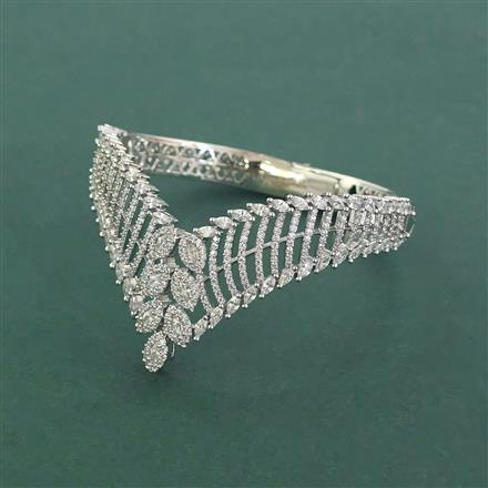 Cz Openable Kada With Mehndi 2 Tone Rhodium Plating