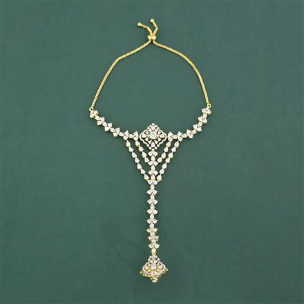 Cz Classic Hath Pan With Mehndi 2 Tone Rhodium Plating