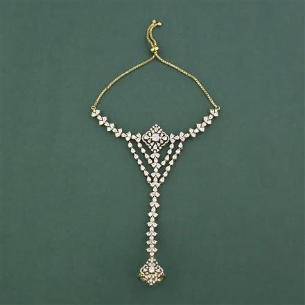 Cz Classic Hath Pan With Mehndi 2 Tone Rhodium Plating