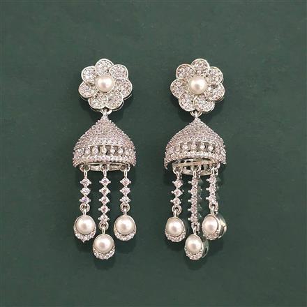 Cz Jhumki With Mehndi 2 Tone Rhodium Plating