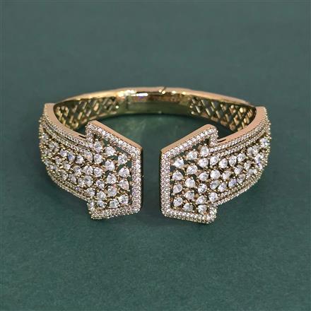 Cz Openable Kada With Mehndi 2 Tone Rhodium Plating