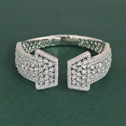 Cz Openable Kada With Mehndi 2 Tone Rhodium Plating