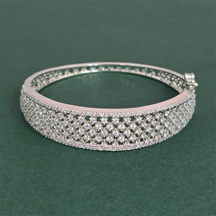 Cz Openable Kada With Mehndi 2 Tone Rhodium Plating