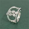 Cz Adjustable Ring With Mehndi 2 Tone Rhodium Plating