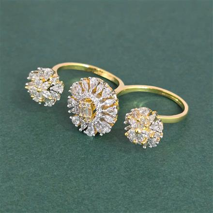 Cz Classic Ring With Carat 2 Tone Rhodium Plating