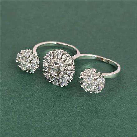 Cz Classic Ring With Carat 2 Tone Rhodium Plating