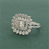 Cz Adjustable Ring With Mehndi 2 Tone Rhodium Plating