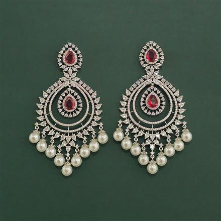 Cz Classic Earring With Rhodium Plating